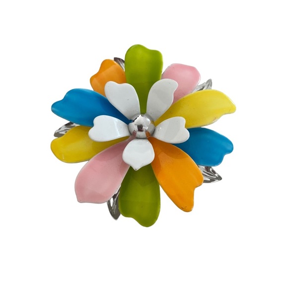 Vintage Signed Sarah Coventry Enamel Floral Flower Brooch Pin MCM retro - Picture 3 of 6